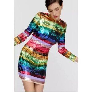 Mac Duggal Multicolor Sequin Mini Dress